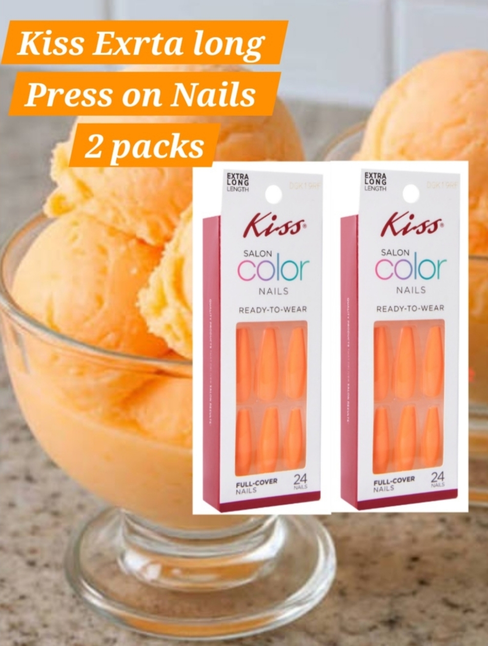 Kiss Extra Long Press On Nails 2 Packs NEW
